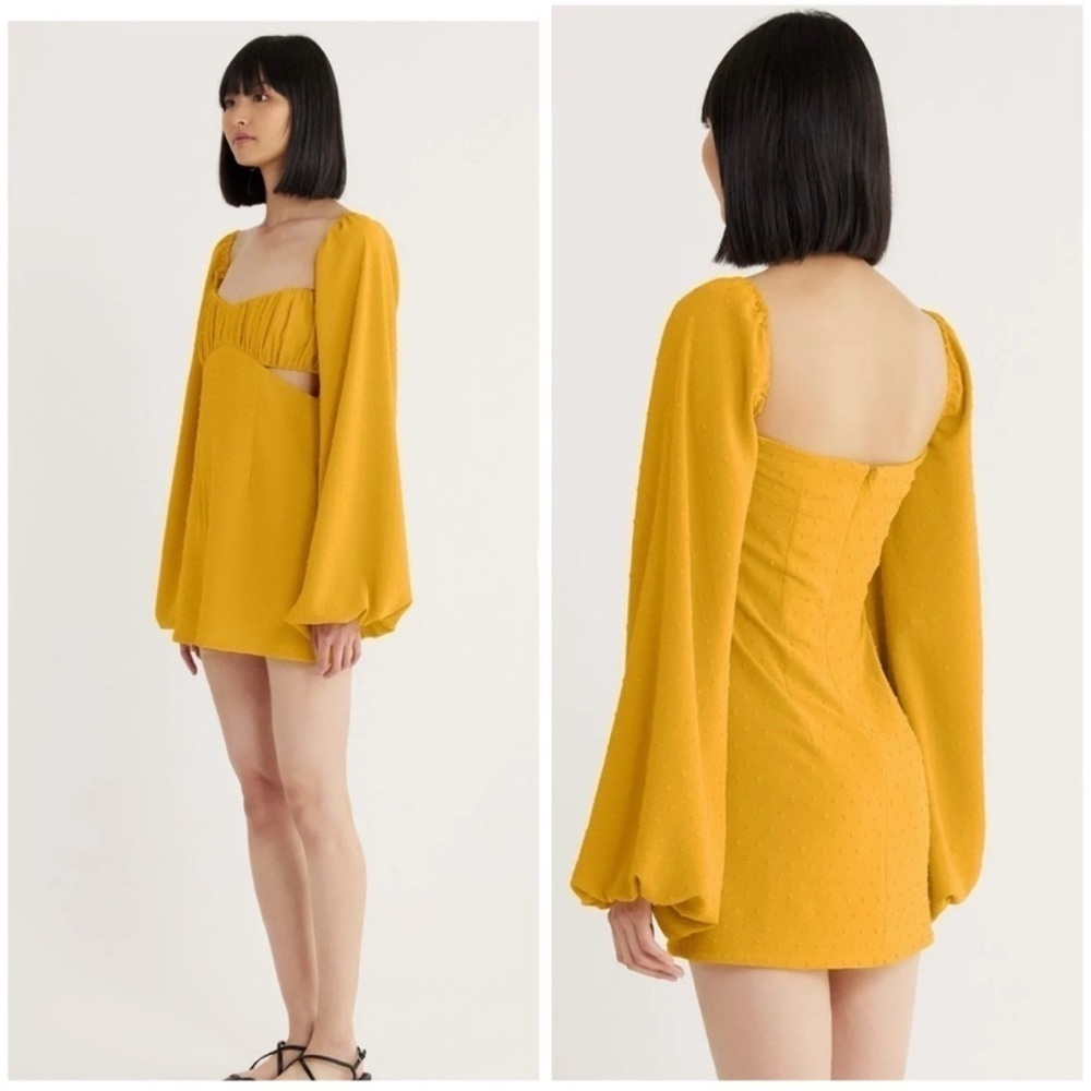 Rumer The Label Delilah Long Sleeve Mini Dress Yellow